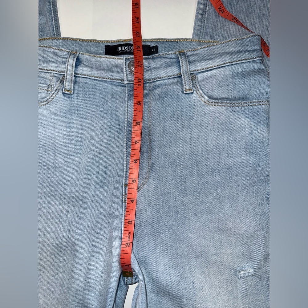 Hudson Jeans Holly Skinny Size 28 Light Blue Gray Distressed Knee High Rise - Picture 9 of 16